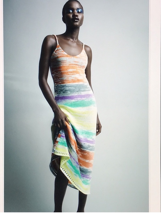 Zara Dresses & Skirts - Zara Striped Knit Midi Dress in Pastel Orange, Green, Purple, Yellow